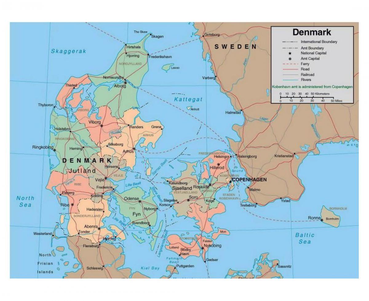carte détaillée du danemark