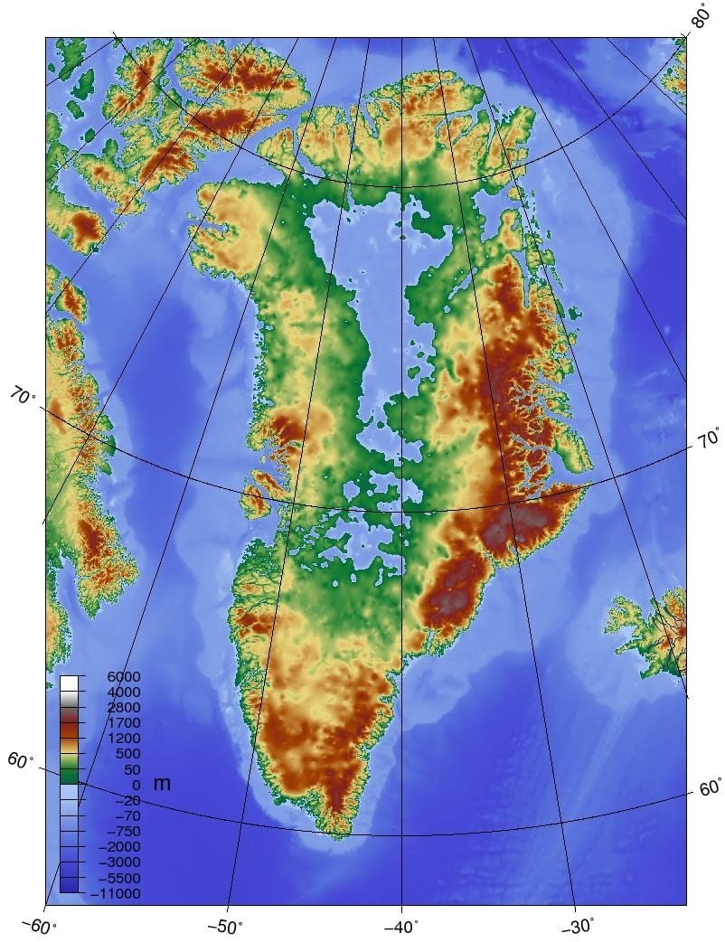 Carte topographique du danemark
