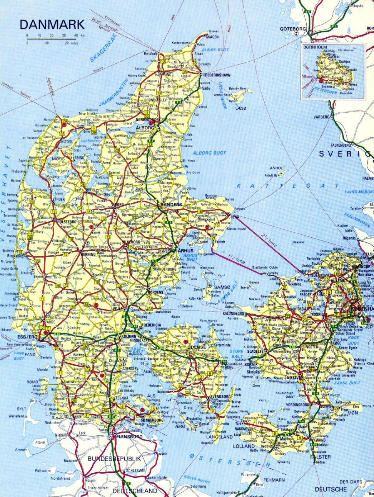 Carte de la route danemark