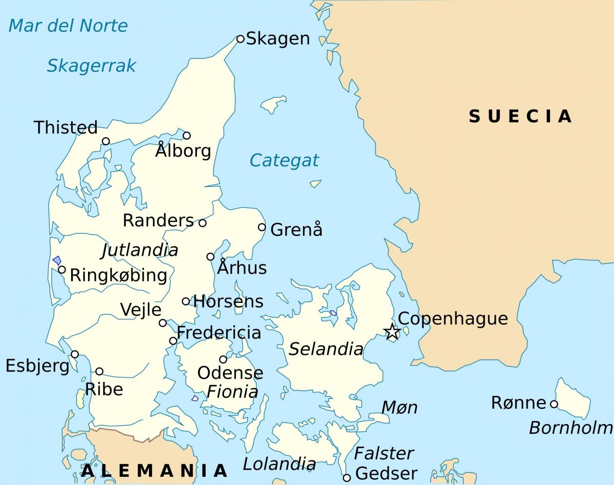 Carte de fredericia au danemark