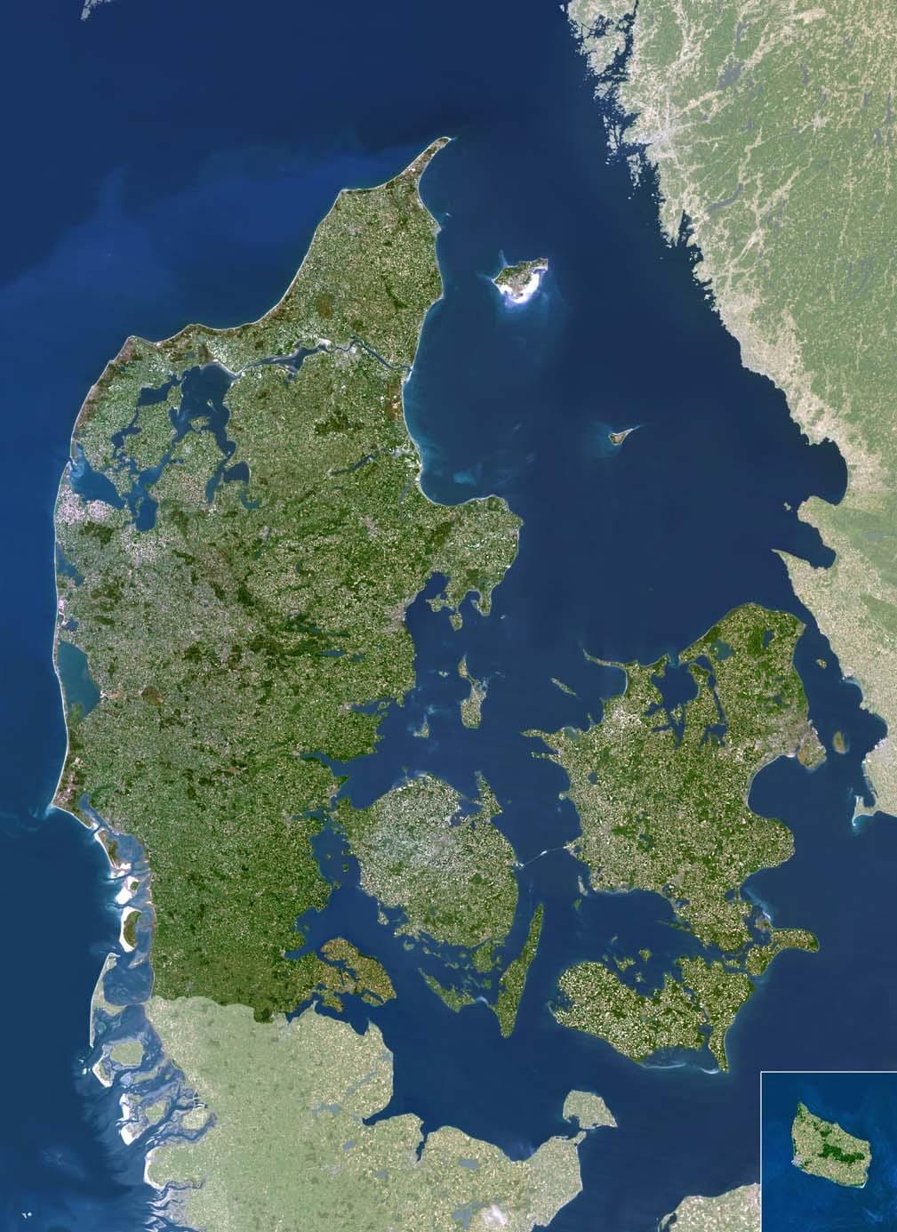Carte de danemark satellite 