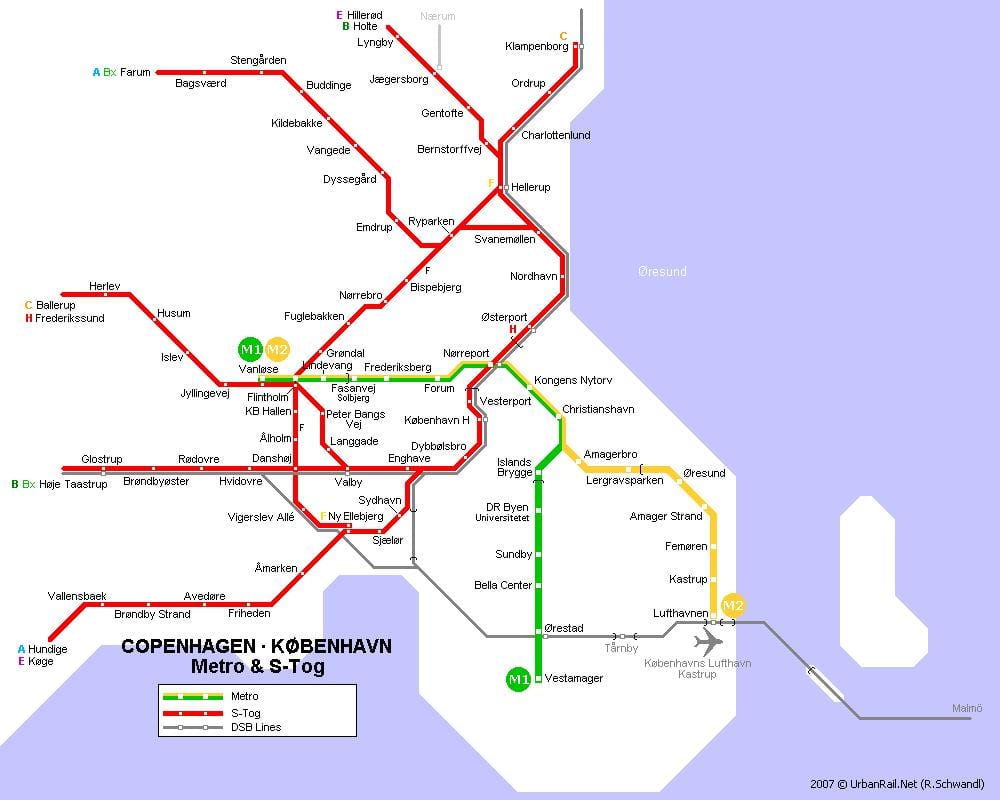 Carte de danemark métro 