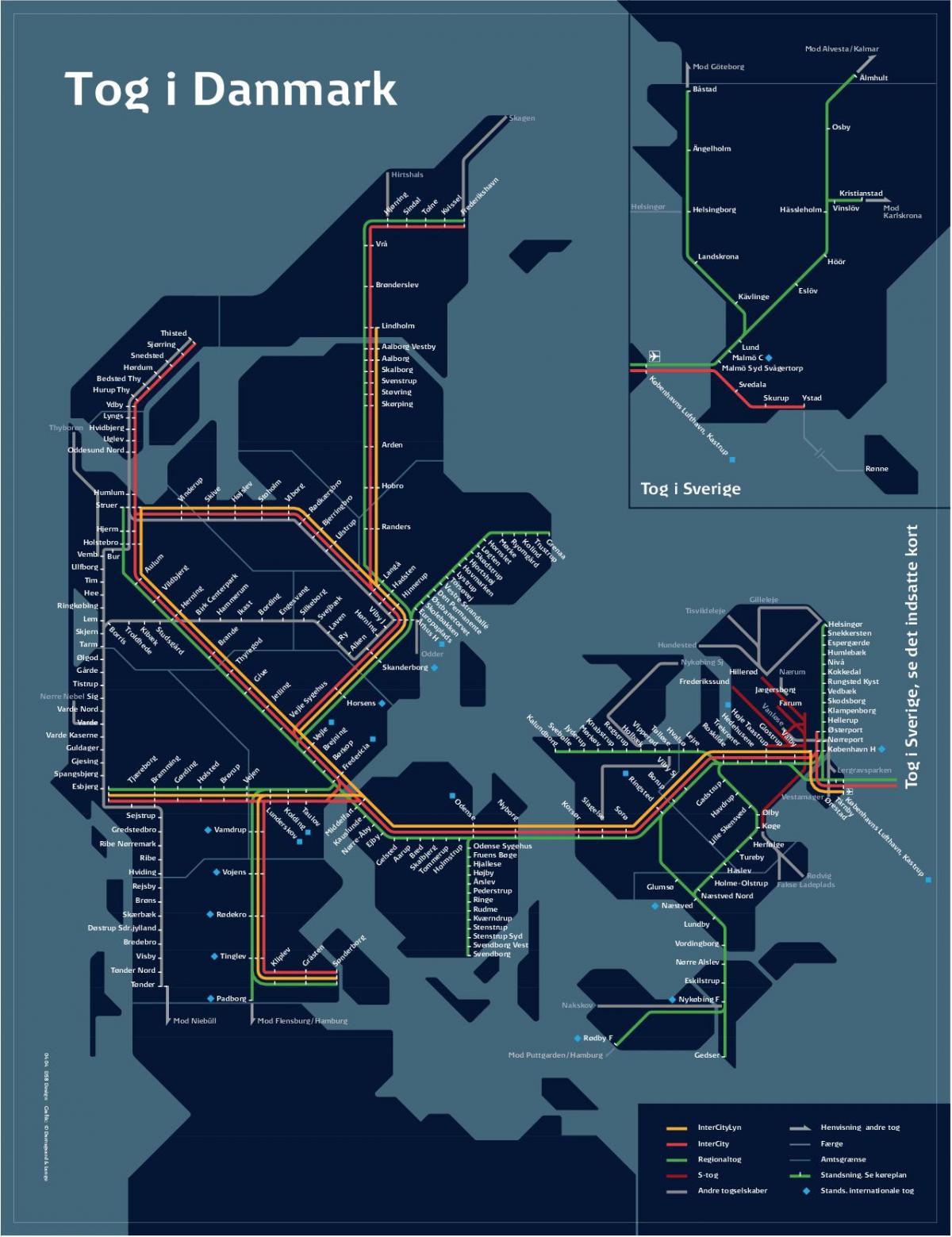 Carte de train de copenhague (danemark)