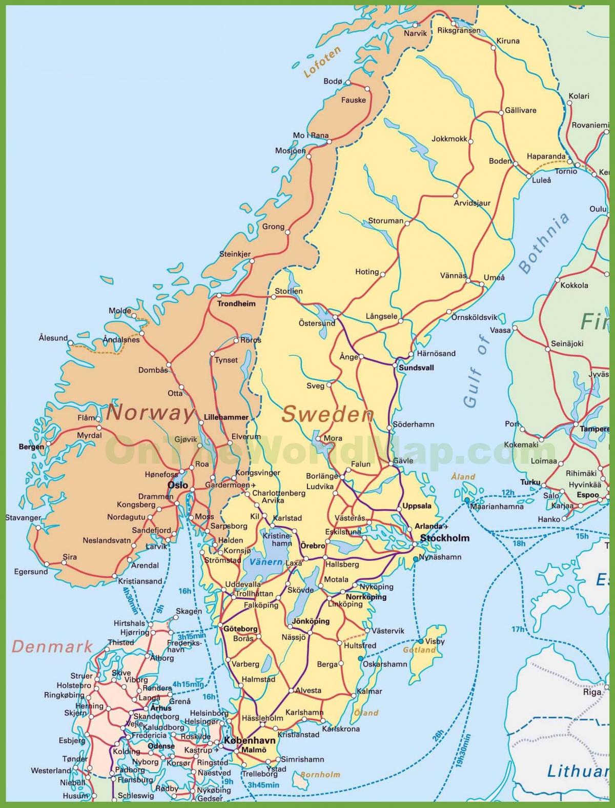 carte de danemark et de norvège