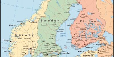 Carte du danemark et des pays qui l'entourent