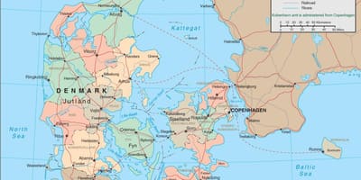 Carte du danemark, de la rivière
