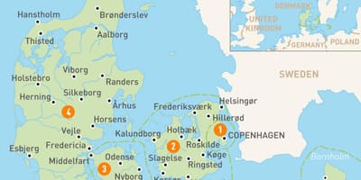 Carte du danemark, des îles