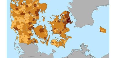 Danemark la densité de la population de la carte