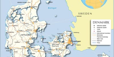 Carte de danemark ports